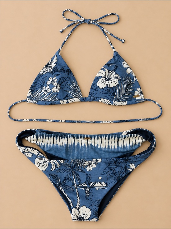 Rip Curl Other - Rip Curl Blue Floral Triangle Bikini Set Reversible Bottoms